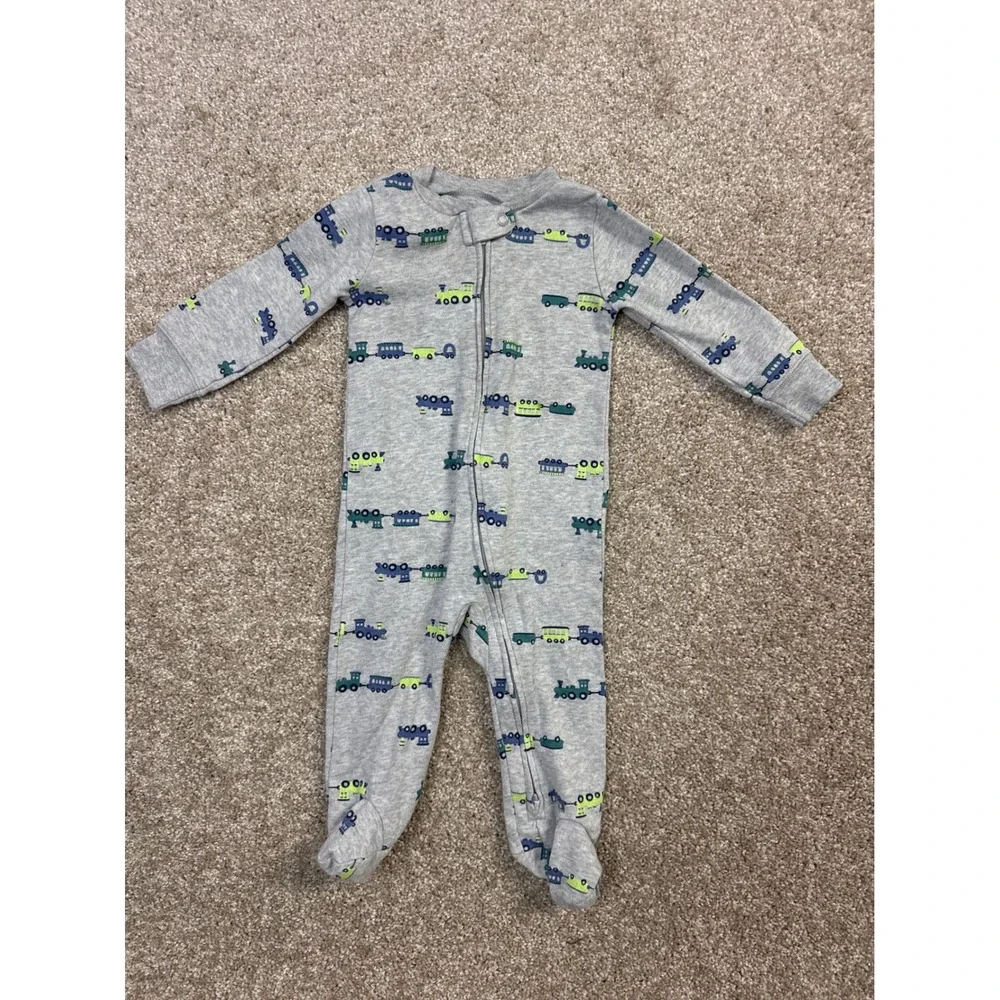 Carters Baby Boy 9M Monster Truck Footed Sleeper Gray Snap Front Pajamas